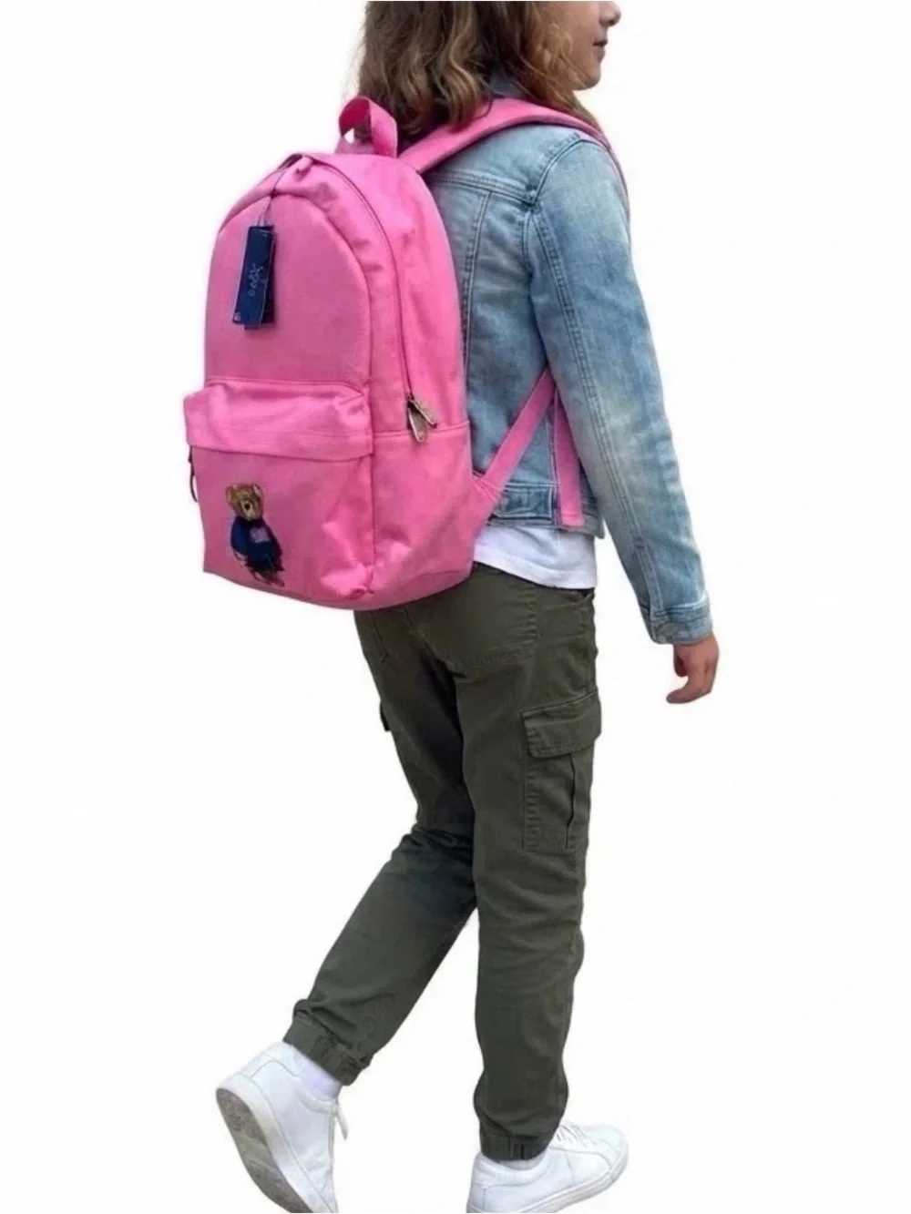 Polo Ralph Lauren Kids Girls Baja Pink Embroidered Bear School Laptop Backpack
